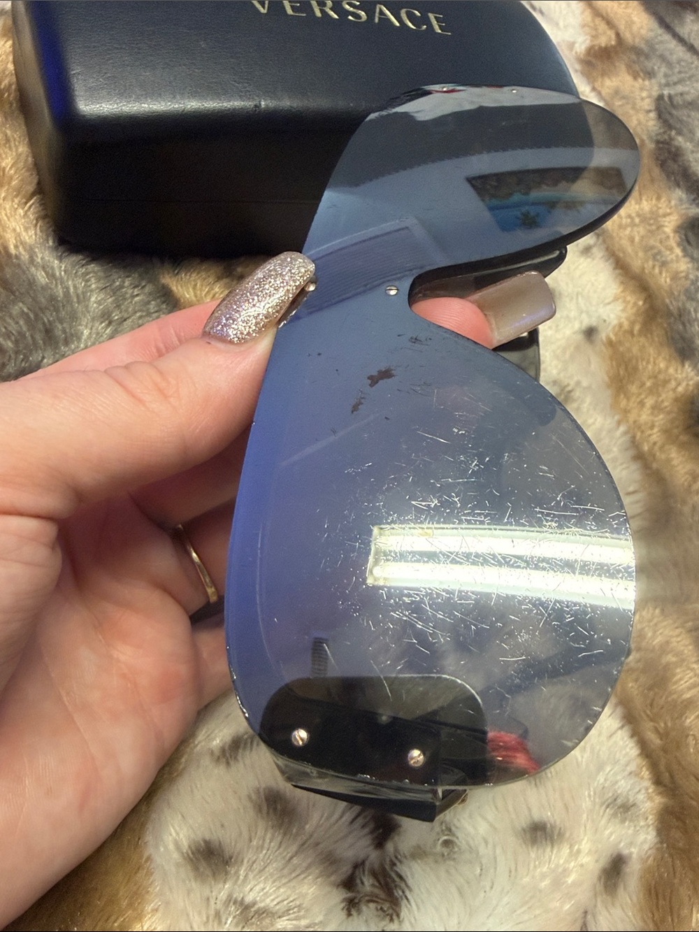 Versace Men's Shield Sunglasses in Gray Smoke - Picture 3 of 5